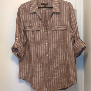 Tommy Bahama striped linen button up Sz L